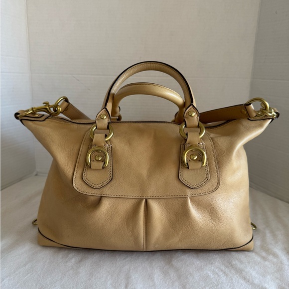 Vintage Coach Madison Sabrina Satchel Beige Leather Shoulder Purse Bag #12937 - Picture 6 of 16